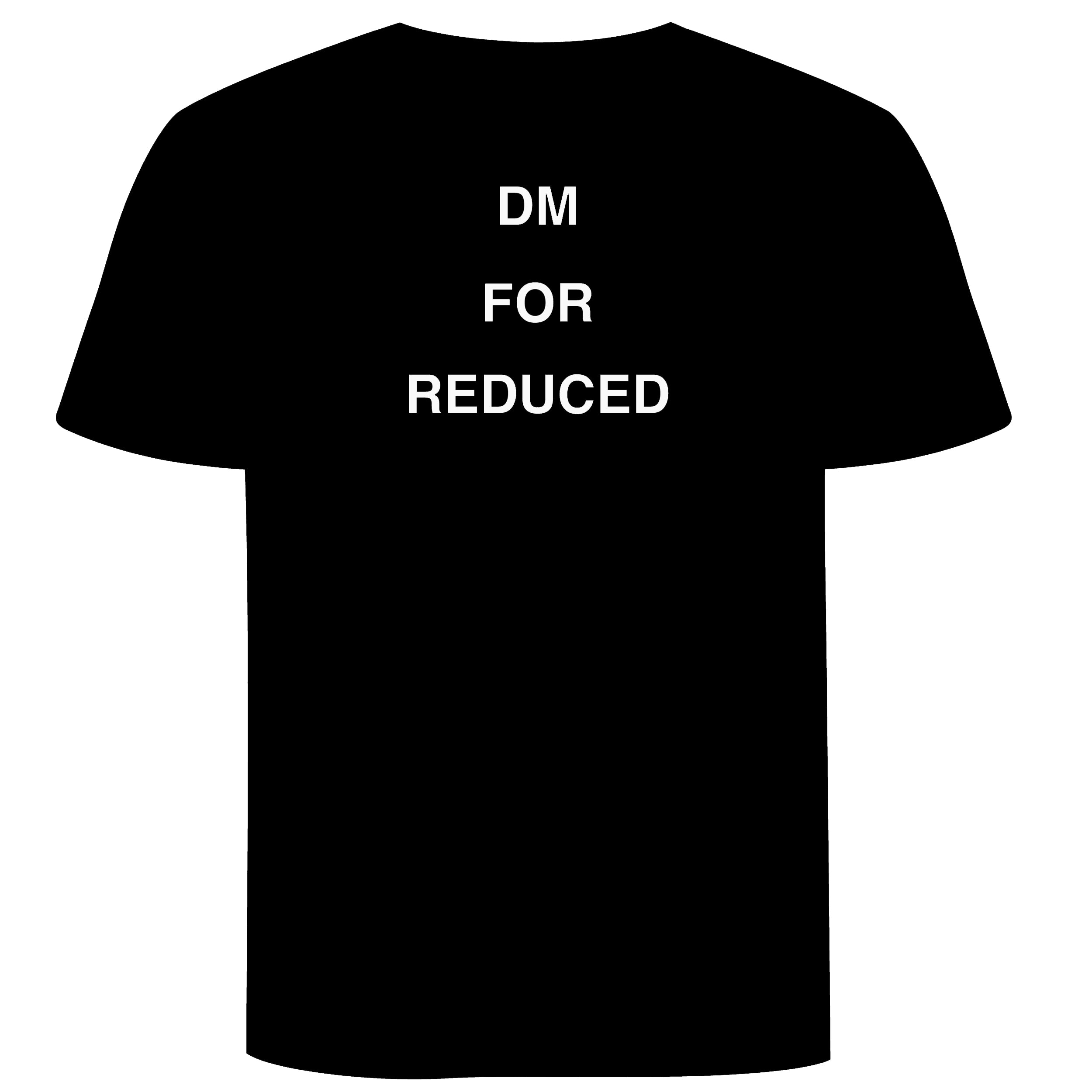 ABCD GIFT SHOP - guestlist tee back view with displaying 'DM for Reduced' text